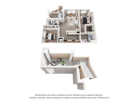Floor plan for 2 beds, 2 baths, 926 sqft